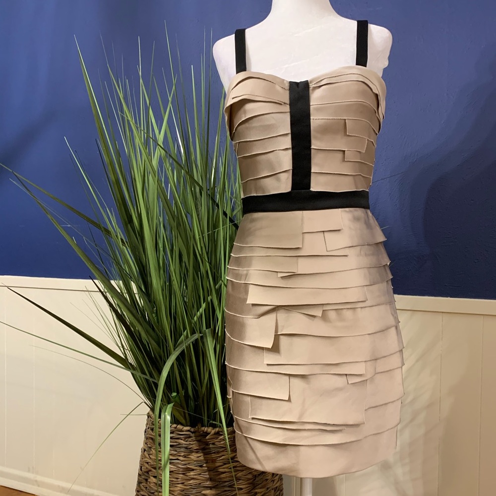 BeBe pewter gold dress